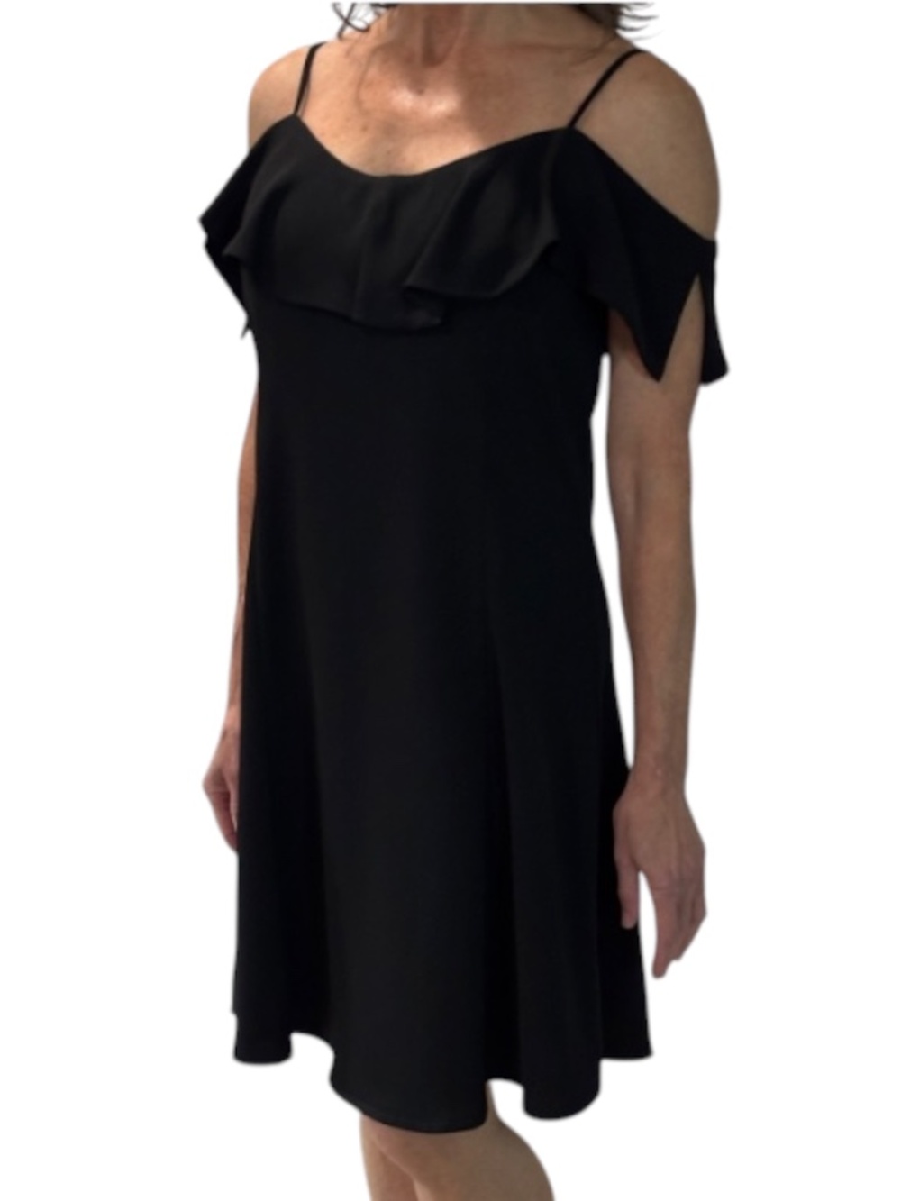 Zara Cold Shoulder Babydoll Dress - Black Size S
